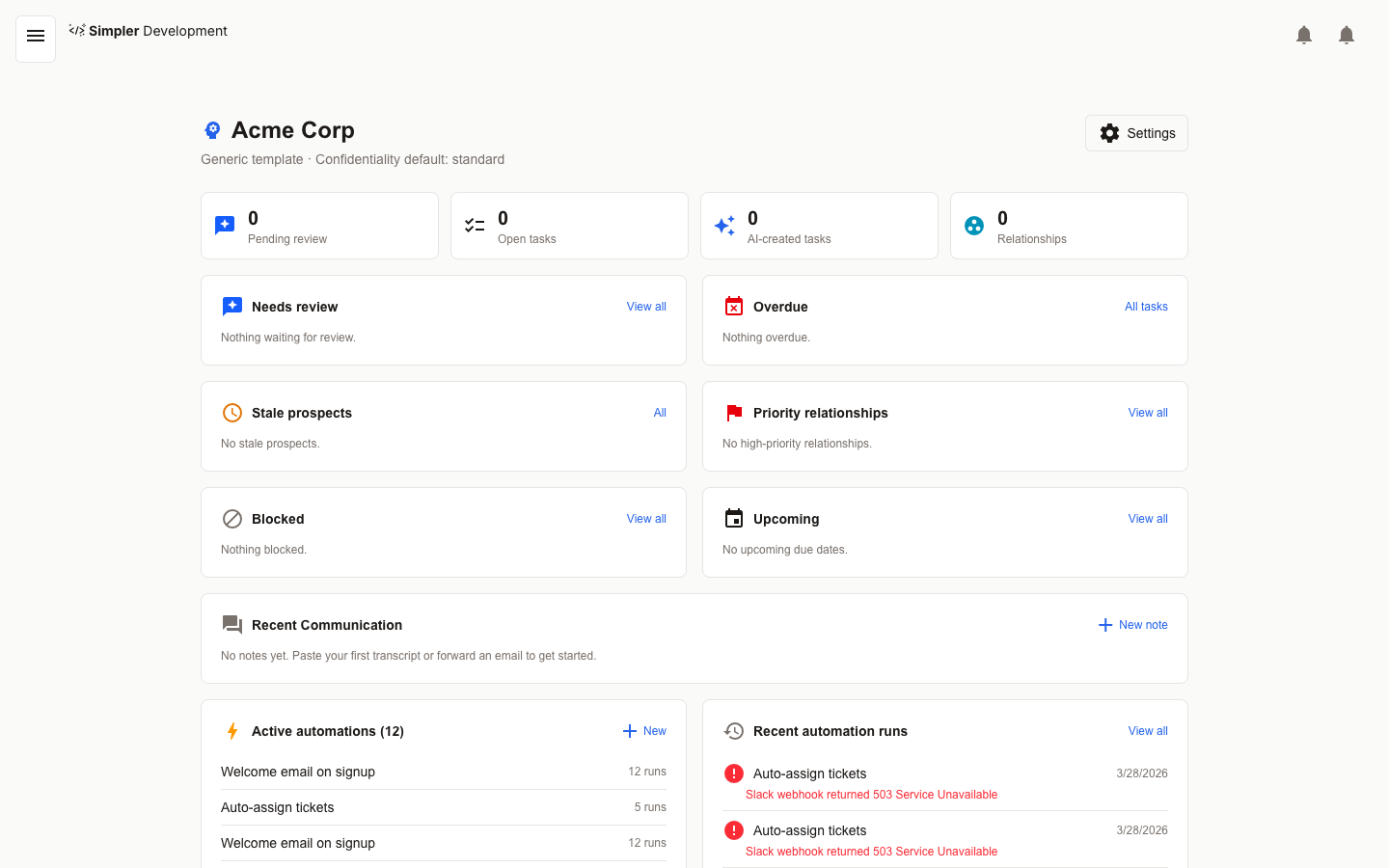 Company Brain — Your AI Knowledge Base — Brain dashboard